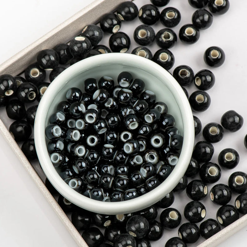 100pcs Jingdezhen Ceramic Beads Yoga Earrings Porcelain Bead #A502C