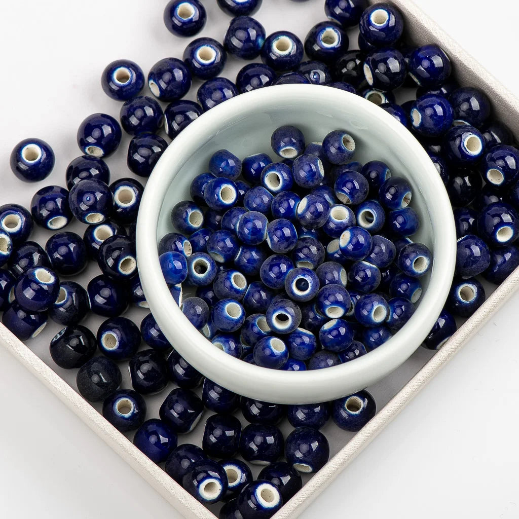 100pcs Jingdezhen Ceramic Beads Yoga Earrings Porcelain Bead #A502C