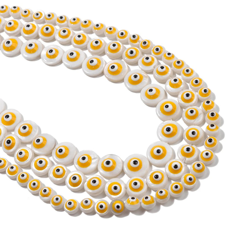 6 8 10MM Evil Eye Round Shape Shell Beads Charm For Jewelry Making