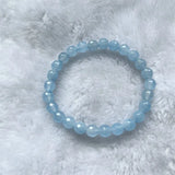 Faceted Rose Quartz Blue Aquamarine Bracelet Natural Stone Gemstone Jewelry