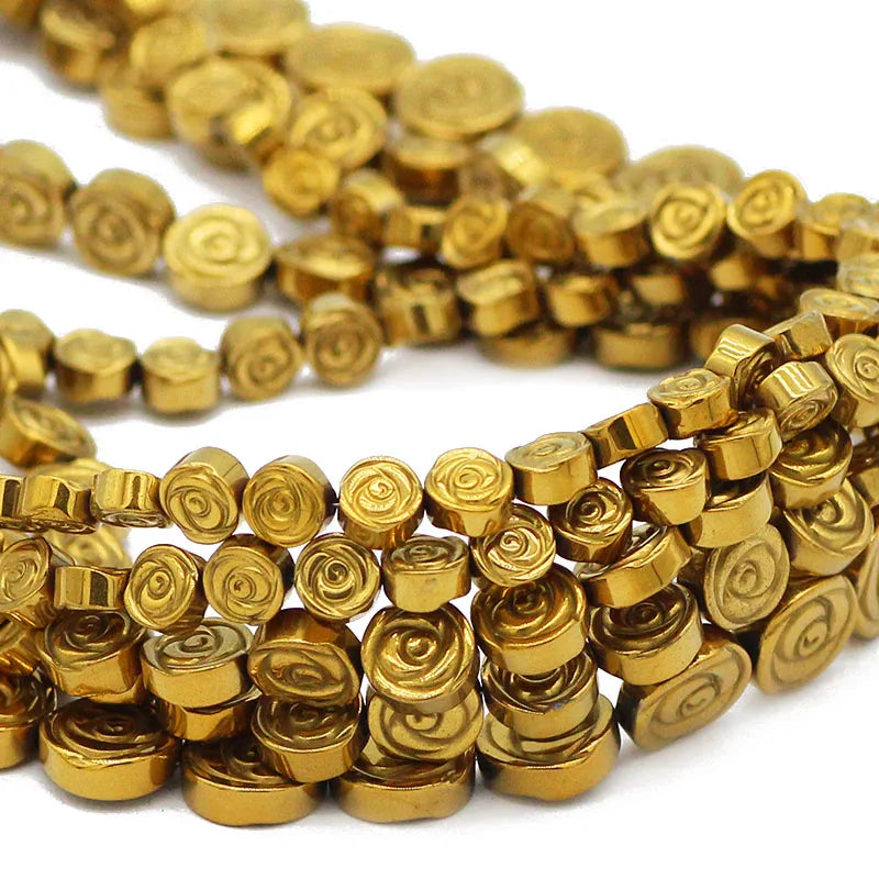 6/8/10MM Hematite Rose Flower Beads for Jewelry Making