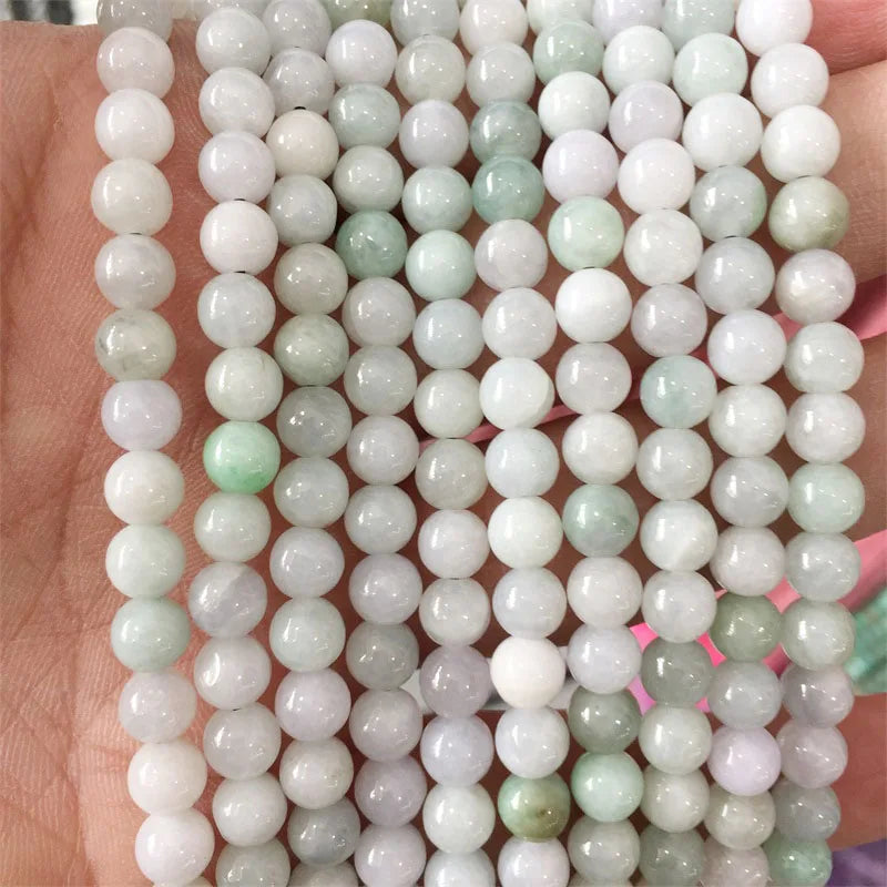 6/8/10MM Myanmar Emerald Natural Stone Jade Beads for Jewelry Making