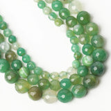 Natural Green Agates Stone Beads Faceted Spacer Beads for DIY Jewelry