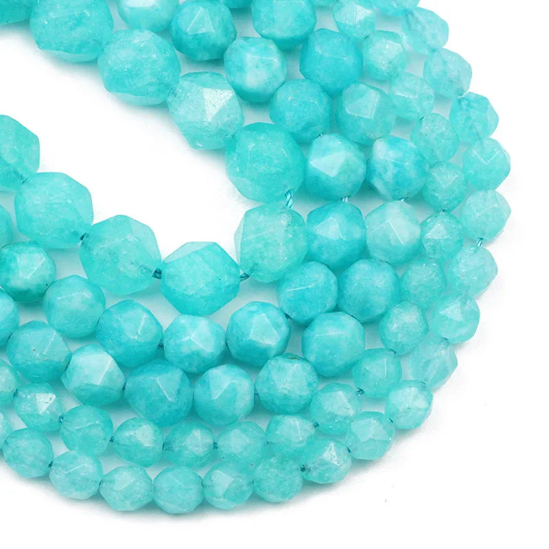 6/8/10MM Sky Amazonium Spacer Faceted Round Beads for Jewelry Making
