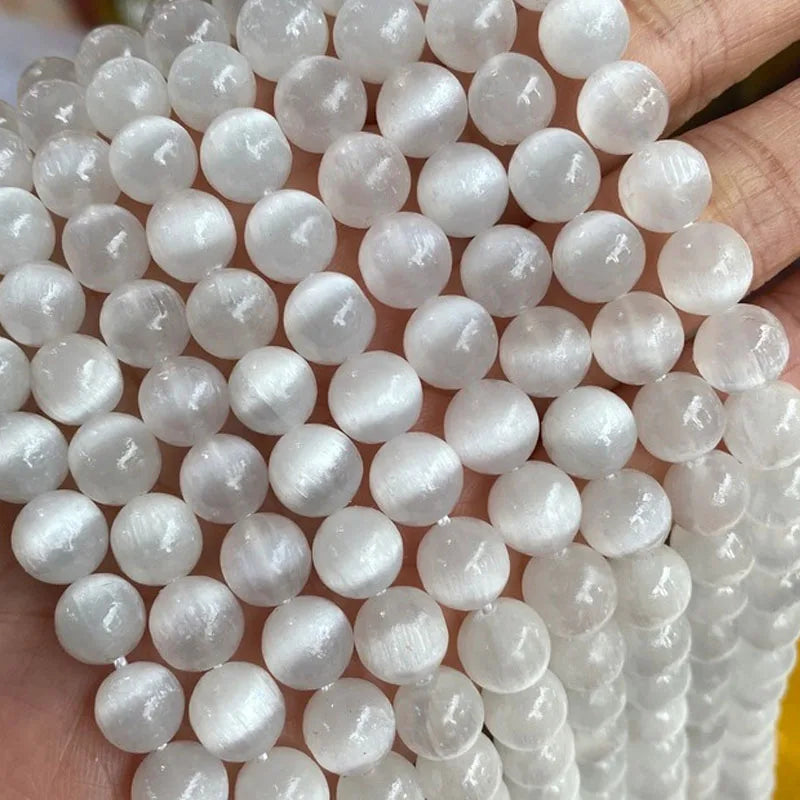 Selenite Jade Gypsum Gemstone Round Beads for Jewelry Making