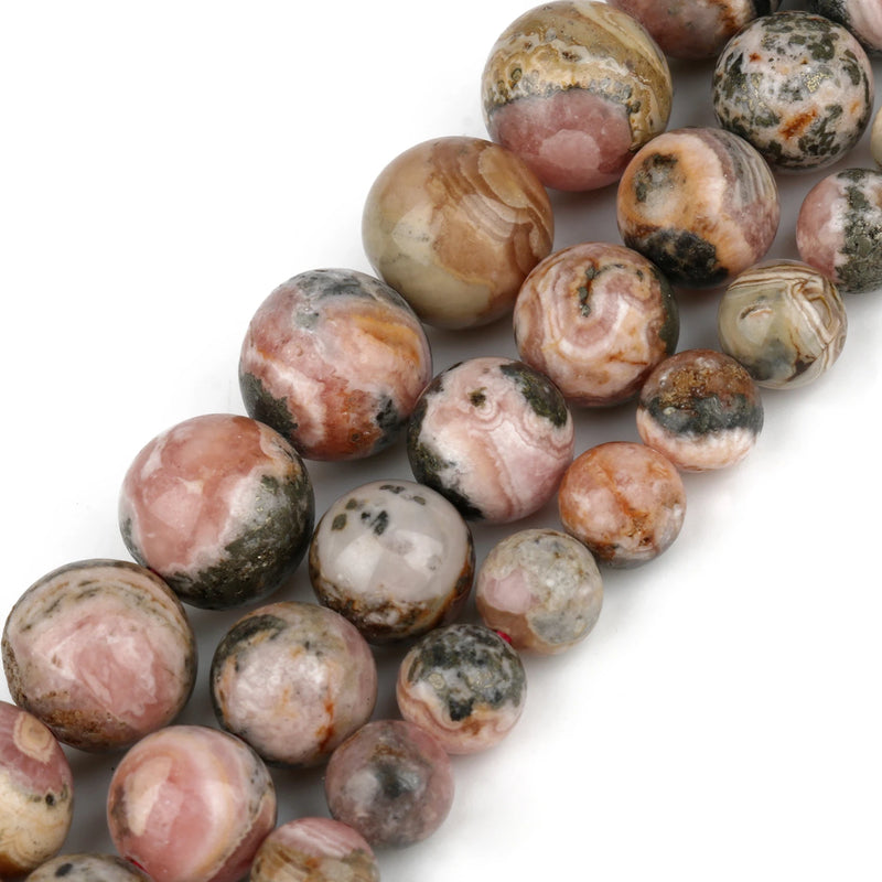 Rhodochrosite Natural Stone Beads 15" for Jewelry Making