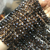 6/8/10mm Smoky Quartz Stone Beads Faceted Round Crystal Loose Beads DIY Bracelet