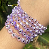 Purple Evil Eye Glass Beads Crystal Spacer for Bracelet Making