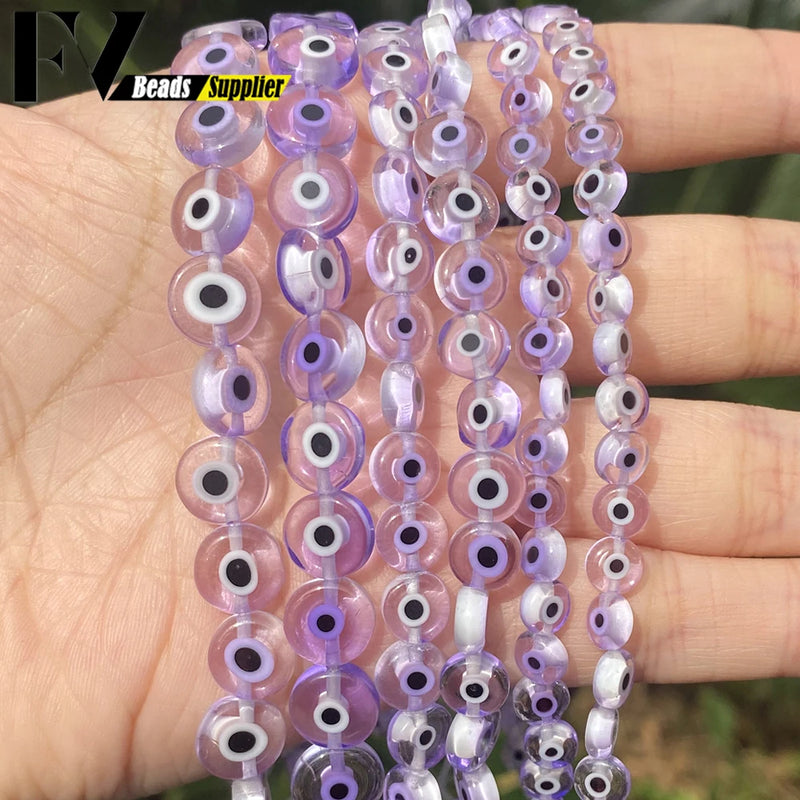 Purple Evil Eye Glass Beads Crystal Spacer for Bracelet Making