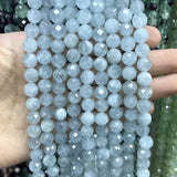 Faceted Aquamarine Loose Beads 6/8/10mm for Jewelry Making