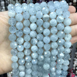 Faceted Aquamarine Loose Beads 6/8/10mm for Jewelry Making
