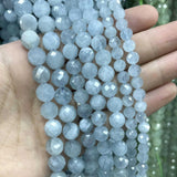 Faceted Aquamarine Loose Beads 6/8/10mm for Jewelry Making