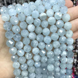 Faceted Aquamarine Loose Beads 6/8/10mm for Jewelry Making