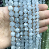 Faceted Aquamarine Loose Beads 6/8/10mm for Jewelry Making