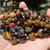 Faceted Tricolor Tiger Eye Natural Stone Beads for Jewelry Making