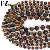 Faceted Tricolor Tiger Eye Natural Stone Beads for Jewelry Making