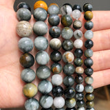 6-8-10mm Hawk's Eye Stone Beads Natural Eagle Eye Round Beads 15''Inches