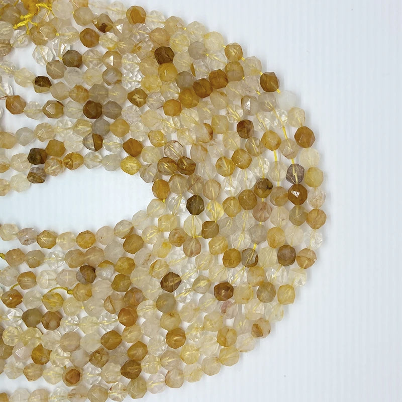 6/8/10mm Natural Yellow Citrine Sun Stone Bracelet DIY Loose Bead Gemstone