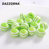 Mixed Round Resin Beads Striped Spacer Beads for Diy Handwork Jewelry Making