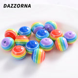 Mixed Round Resin Beads Striped Spacer Beads for Diy Handwork Jewelry Making