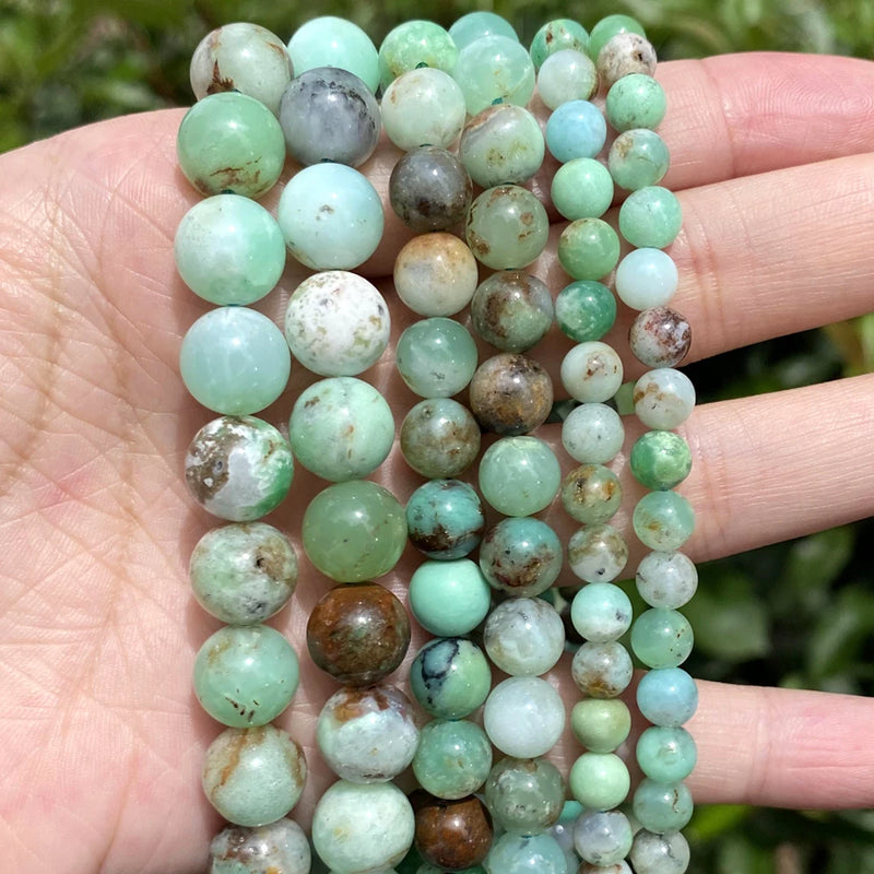 Natural Chrysoprase Australian Jades Stone Beads Round Loose Beads