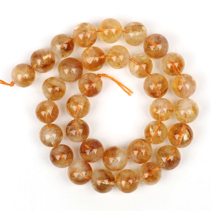 Natural Citrine Yellow Quartz Beads Round Loose Spacer Stone Beads 15inch