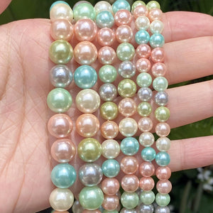 Natural Colorful Shell Pearls Round Loose Beads for Jewelry Making DIY