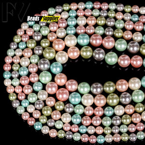 Natural Colorful Shell Pearls Round Loose Beads for Jewelry Making DIY
