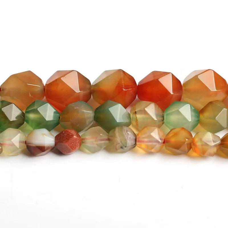 Natural Faceted Peacock Agates Stone Round Loose Beads 15 inch Strand