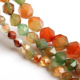 Natural Faceted Peacock Agates Stone Round Loose Beads 15 inch Strand