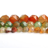 Natural Faceted Peacock Agates Stone Round Loose Beads 15 inch Strand