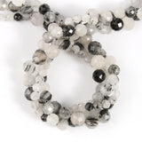 Natural Faceted Rutilated Quartz Gem Stone Beads 7.5inch