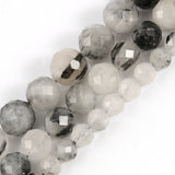 Natural Faceted Rutilated Quartz Gem Stone Beads 7.5inch