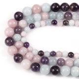 Natural Gem Stone Beads Aqamarines Kunzite Amethysts Round Loose Beads 15''