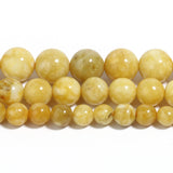 Natural Jade Beads Yellow Chalcedony Stone Round Smooth 6/8/10mm