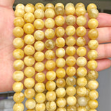 Natural Jade Beads Yellow Chalcedony Stone Round Smooth 6/8/10mm