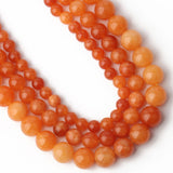 Orange Chalcedony Jades Stone Beads Round Loose Spacer Beads