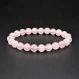 Natural Pink Crystal Rose Quartz Beads Strand Bracelets for Women