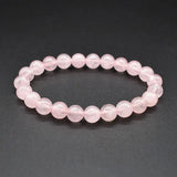 Natural Pink Crystal Rose Quartz Beads Strand Bracelets for Women
