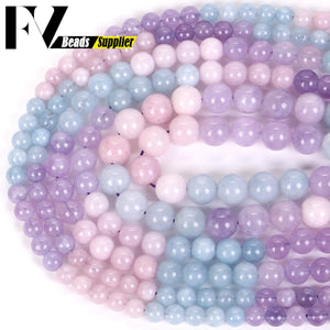 Natural Purple Morganite Jades Stone Beads Round Loose Beads