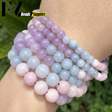 Natural Purple Morganite Jades Stone Beads Round Loose Beads