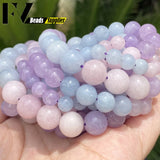Natural Purple Morganite Jades Stone Beads Round Loose Beads