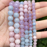 Natural Purple Morganite Jades Stone Beads Round Loose Beads
