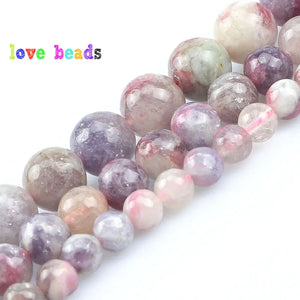 6/8/10mm Red Tourmaline Beads Multicolor Round Loose Stone for DIY Bracelet 15in