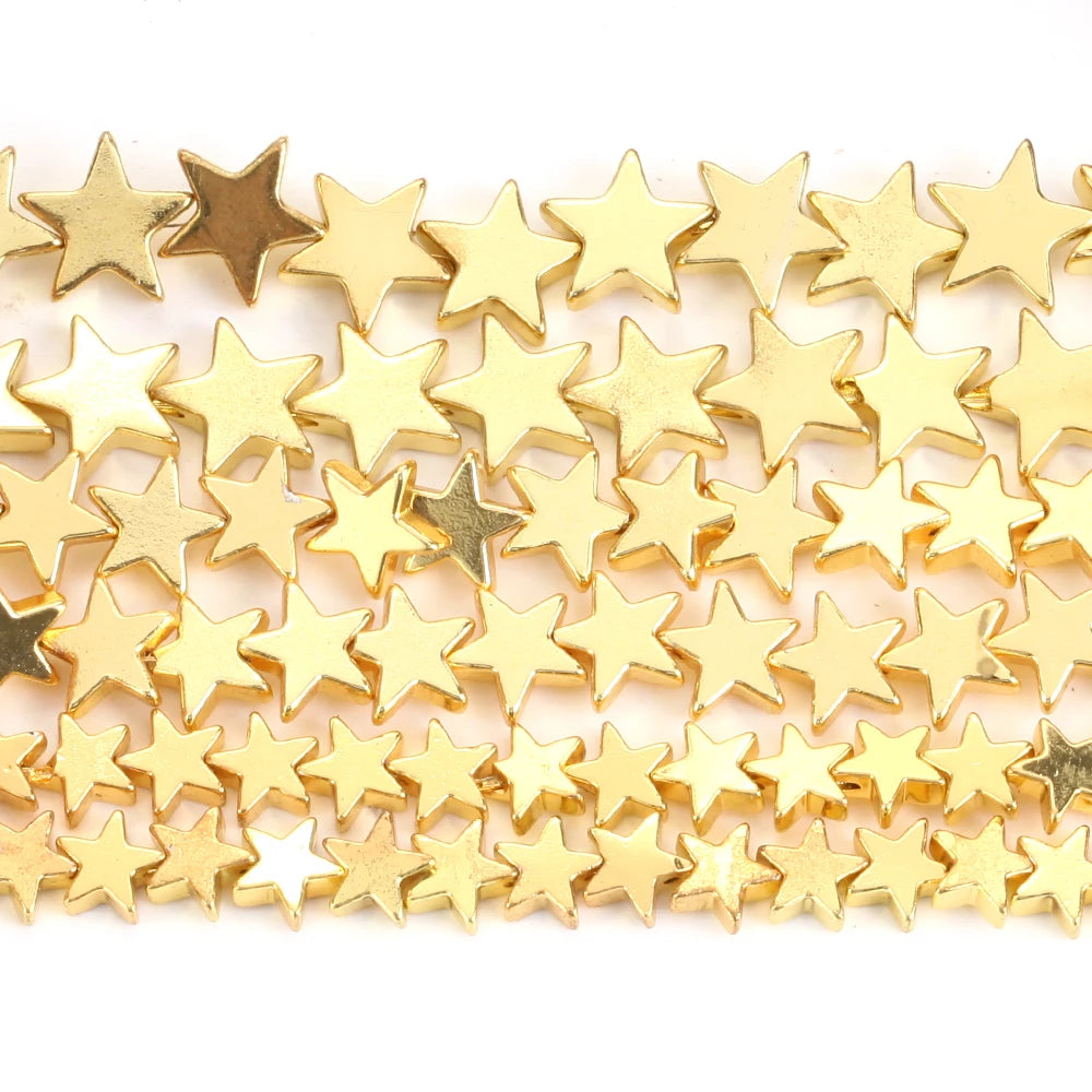Natural Stone Beads 18k Stars Hematite Spacer Beads for Jewelry Making