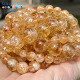 Natural Stone Beads Citrines Round Spacer Loose Beads