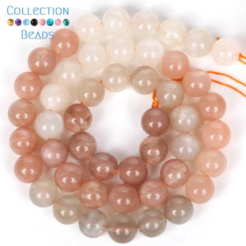 Natural Moonstone Round Beads DIY Jewelry Making