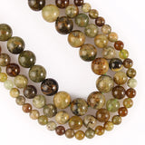 Green Garnet Minerals Round Beads for Jewelry Making 7.5/15inch