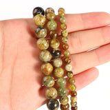 Green Garnet Minerals Round Beads for Jewelry Making 7.5/15inch