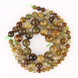 Green Garnet Minerals Round Beads for Jewelry Making 7.5/15inch